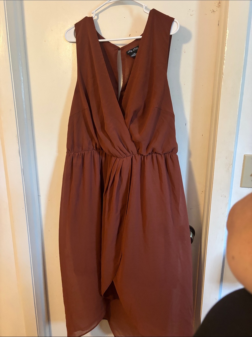City Chic Brick Red Wrap-Front High-Low Dress